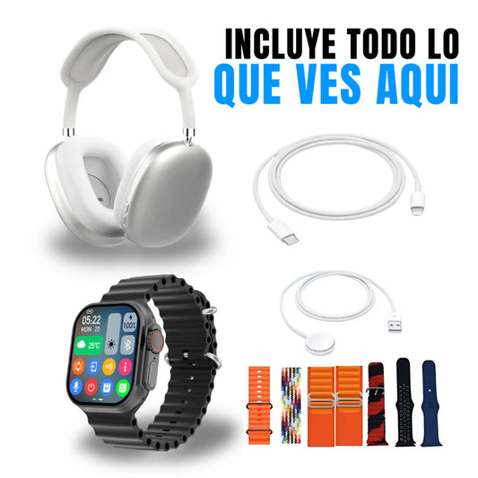 KIT P9 ULTRA ™|RELOJ INTELIGENTE+ AUDIFONOS TIPO APPLE